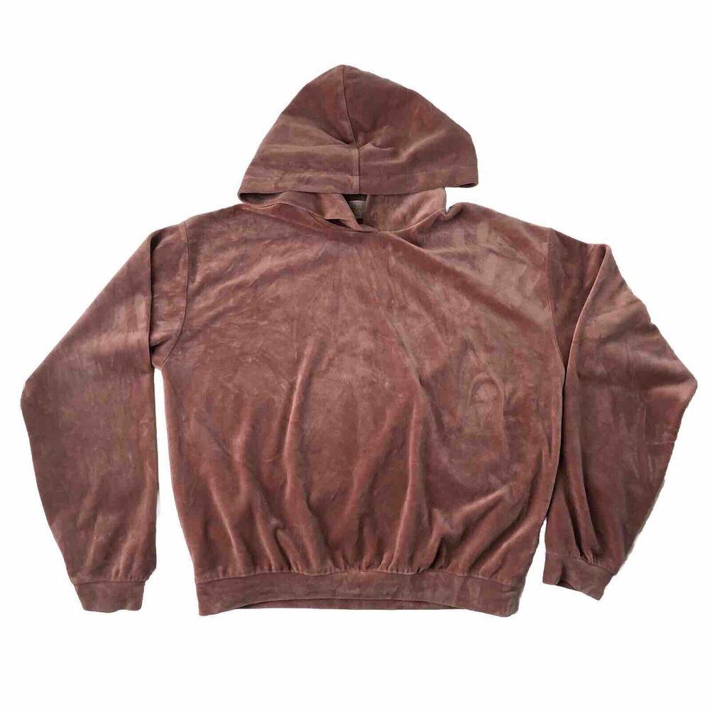 Urban Nation Women's Velour Pull Over Hoodie Blush Rose Size Small